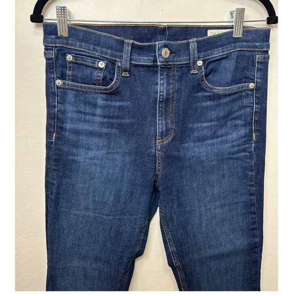 Rag Bone NEW YORK High Rise Ankle Skinny Jeans Dark Wash Size 30 Raw Hem - Picture 3 of 9